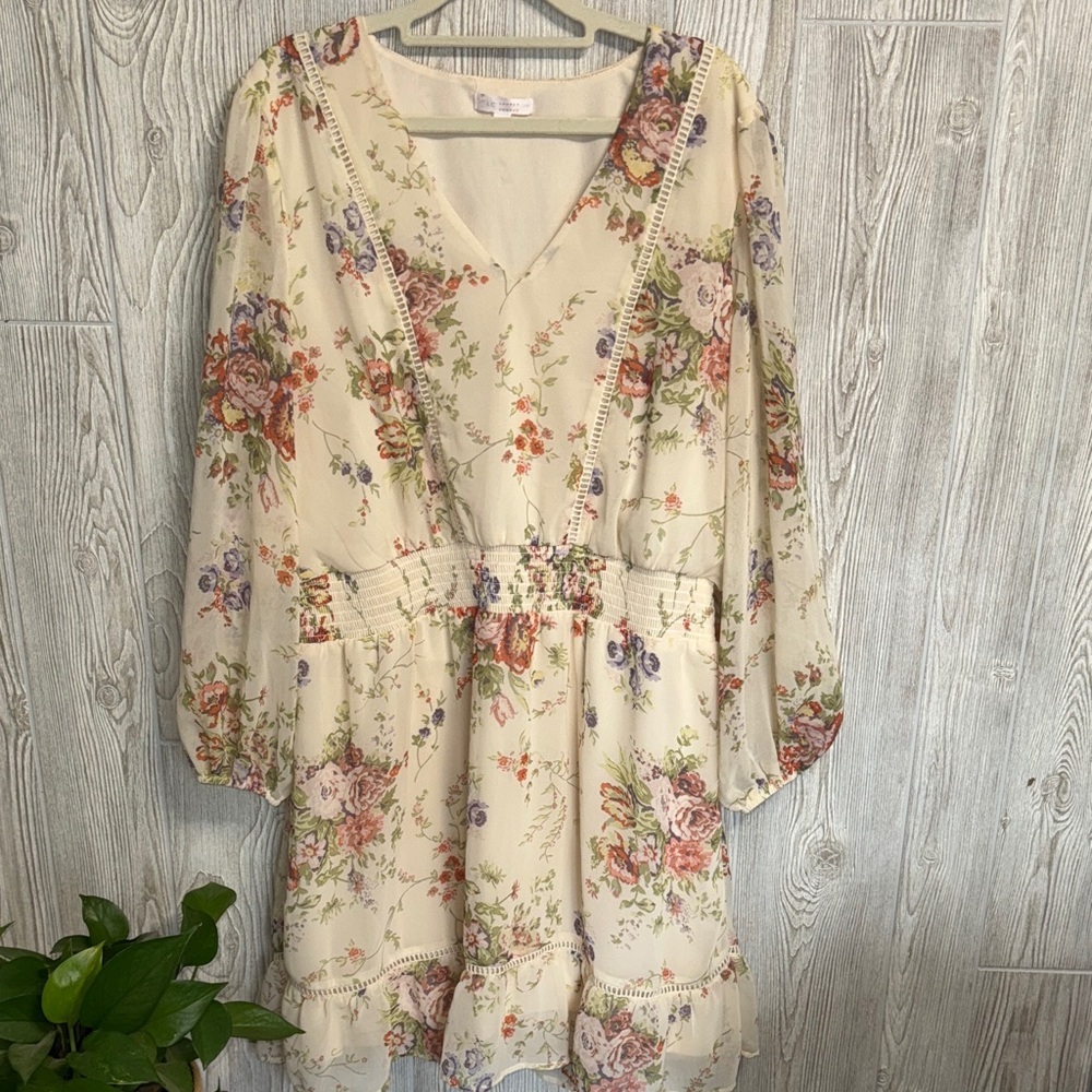 LC Lauren Conrad Floral Cream Dress